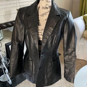 Leather 2 button blazer